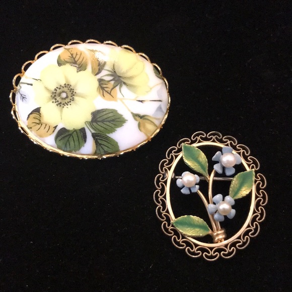 krementz Jewelry - Vintage costume floral brooch pin lot flowers krementz plus unmarked